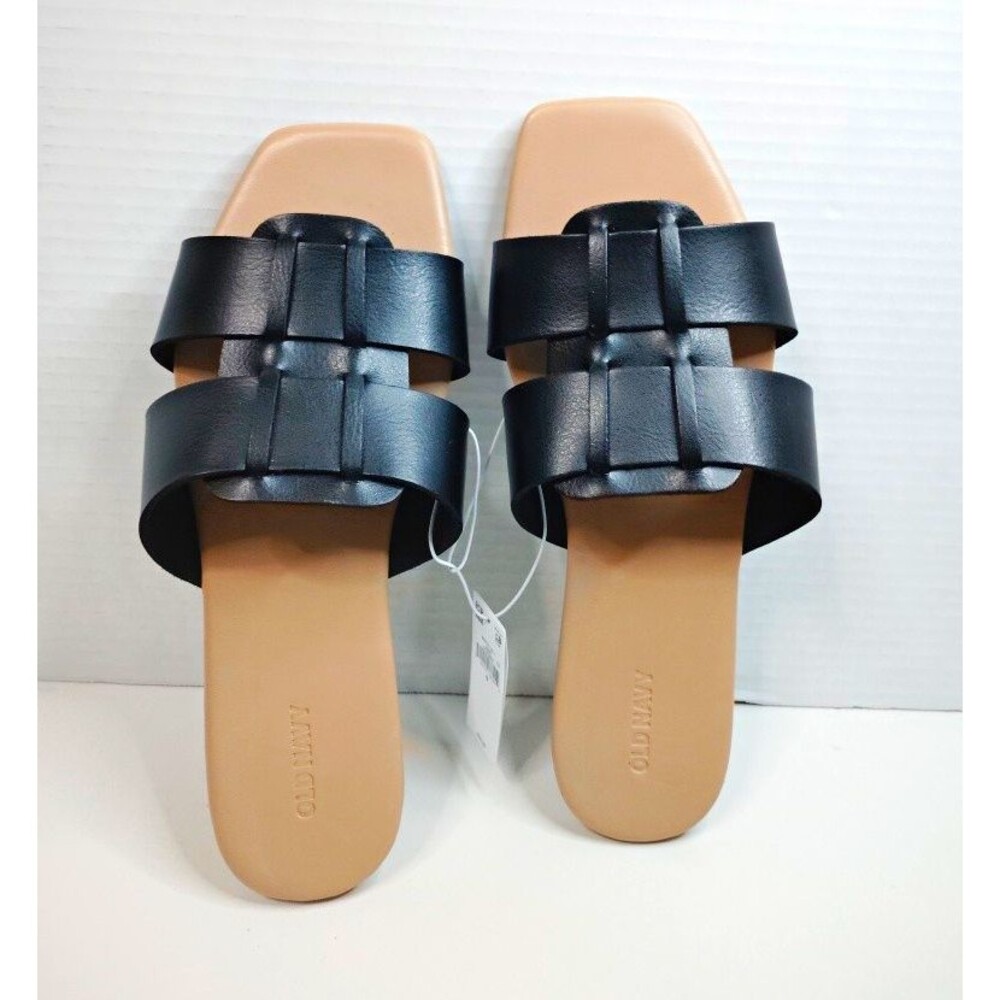 Old Navy Women's Black Slide Sandals Open Toe Strap Slip On US 9